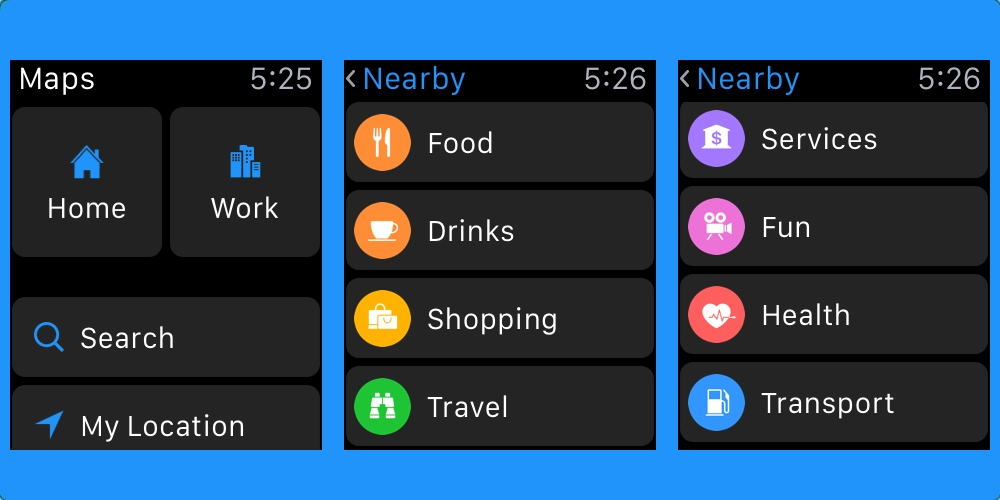 watchOS 2.2でマップアプリに追加される「Nearby（近くの○○）機能」